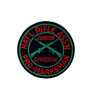 True Vintage NRA Jr Division Pro Marksman Sew On Embroidered Patch Badge 60s 70s